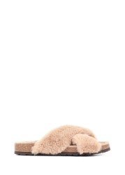 Jones Bootmaker Brown Totto Faux-Fur Slider Slippers