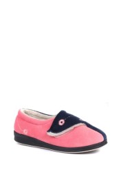 Pavers Pink Ladies Touch Fasten Full Slippers With Permalose Sole