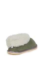 Celtic & Co. Ladies Green Sheepskin Bootee Slippers