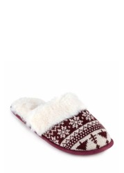 Totes Ladies Family Collection Fair Isle Mule Slippers