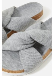 Accessorize Grey Twist Waffle Footbed Slippers