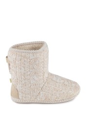 Totes Ladies Tall Knitted Cable Boot with Borg Lining