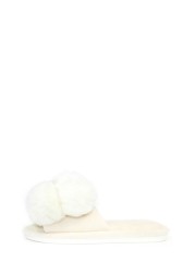 Lunar White Pom Pom Mule Slippers