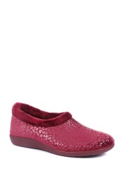 Pavers Ladies Red Leopard Print Slippers