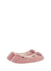Joules Pink Pombury Ballet Slippers With Pom