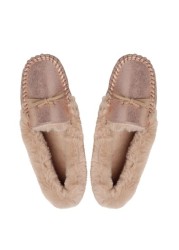 M&Co Pink Metallic Moccasin Slippers