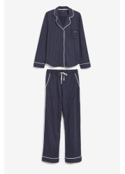 DKNY Navy Pin Stripe Signature Notch Collar PJs