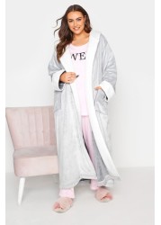 Yours Contrast Hooded Maxi Dressing Gown