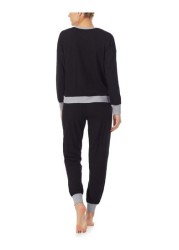 DKNY Black Signature Cotton Logo Top And Joggers Set