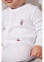 The White Company London White Embroidered Sleepsuit