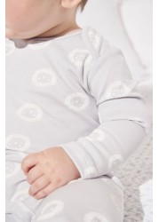 The White Company Grey Lion Face Print Sleepsuit