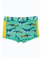 Frugi UPF 50+ Blue Rainbow Whales Trunks