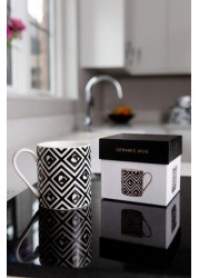 Beau And Elliot Monochrome Tile Mug