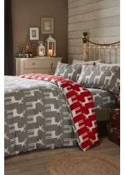 Fusion Christmas Reindeer Brushed Cotton Duvet Cover and Pillowcase Set