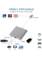 محول XLT USB-C إلى HDMI ، محول USB 3.1 من النوع C إلى HDMI 4K متعدد المنافذ AV مع منفذ USB 3.0 ومنفذ شحن USB C (رمادي)