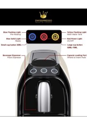 Swisspresso Nespresso Espresso Coffee Machine With 40 Coffee Capsules - Black