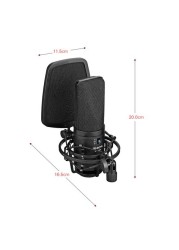 BOYA BY-M1000 Professional Large Diaphragm Podcast Condenser Microphone Set Support Cardioid/Unidirectional/Bidirectional with Cabled Double Layer Pop Filter (XLR) for Singing.