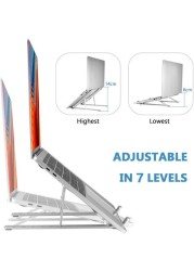 Aluminum Laptop Stand for Desk Compatible with Mac MacBook Pro Air Apple Notebook, Portable Holder Ergonomic Elevator Metal Riser for 10 to 15.6 inch laptop, Silver