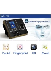 F30 LCD الحضور التعرف على الوجه وماسح بصمات الأصابع القياسات الحيوية وقت الحضور على مدار الساعة نظام الحضور