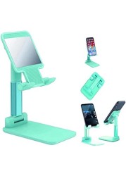 Foldable Smart Phone And Tablet Stand For Desk With Angle And Height Adjustable (Green)