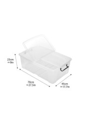 Strata, Made in UK, 50 Liter Smart Bin with Folding Lid, L70xW45xH23cm-STR-XW675-CLR/CLR-ST