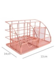 ALISSA Cute Rose Gold Desk Organizer Cosmetic Organizer Iron Art Storage Box Desktop Cosmetic Document Stationary Holder for Bedroom Study Room Living Room