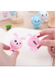 ALISSA Cute Bunny Manual Mini Pencil Sharpener for Kids Assorted Colors Blue/White/Pink - Set of 10Pcs