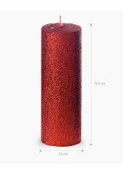 Red Glitter pillar candle