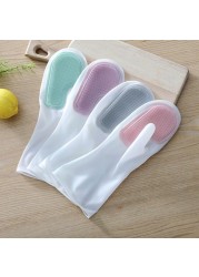 Magic Silicone Gloves With Wash Scrubber Random color