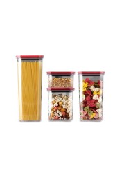 Neoflam Smart Seal Patent Airtight Kitchen Pantry Canister/Organizer Clear Plastic Container with Simple Twist Lids, Leak Proof, Dishwasher Safe, BPA Free, Cereal, Flour, Dry Food Storage 4 Piece Set.