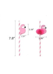 Alyssa Flamingo Paper Drinking Straw Party Decorations - 10 Pieces