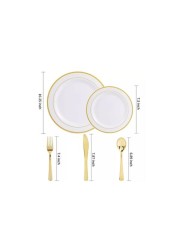 Aiwanto 125Pcs Disposable Plate Set Dinner Set Plate Spoon Set for Birthday Anniversary Party Plate Dinner Set Lunch Plate Set Christmas Party Accessories