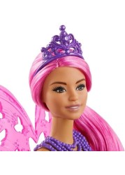 Barbie Dreamtopia Fairy Doll, 12 Inch, Pink and Blue Gem Print, Hair and Wings, Gift for 3-7 Years Kids