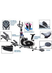 Skyland 5-in-1 Orbitrek Exercise Bike With Stepper, Twister & Dumbbell For Home Use Gym Bike- Em-1133