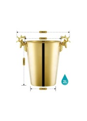 ALISSA-2L-Deer Head Decorative Ice Bucket Home Gold European Champagne Bucket Shelf Stainless Steel Ice Bucket, Gold.