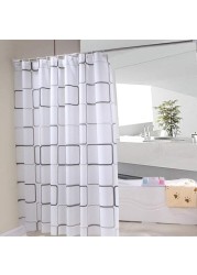 Shower curtain from Lash stain-resistant black and white square design for bathroom 180 x 200 cm