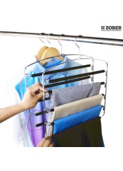 ZOBER 5 Layer Pants Hanger شماعات من الفولاذ المقاوم للصدأ مع أذرع متأرجحة مطلية بالرغوة ، أوشحة معلقة ، بنطلونات ، بنطلونات ، جينز ، إلخ (2)