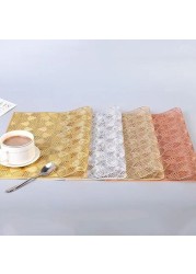 4-Packed Dining Table Rectangle Placemats Table Mat Set Coffee Mat Set Of Pvc Insulation Non-Slip Insulation Pad Home Tableware Accessories