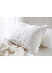 2-Piece Anti-Allergic Quilted Pillow Protector Set Microfiber White 50x75centimeter