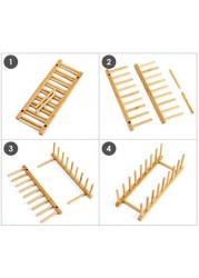 ALISSA Multipurpose Detachable Bamboo Drain Tray Drying Rack Storage Holder Stand for Home Kitchen Cabinets