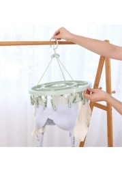 Aiwanto Cloth Hanger with Clips and Drip Laundry Drying hanger Rack with 24 Strong Pegs