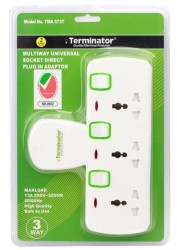 Terminator 3 Socket Universal Power Extension Socket with Single Switches and Indicators, 13A, EZMA Certified