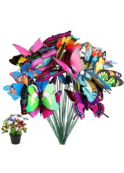 LINGWEI 10-Pieces Garden Butterflies Stakes Waterproof Artificial Butterfly Stakes Plant Stakes Stems Decorations Butterfly Garden Ornament Floral Picks Garden Stakes