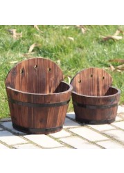 LINGWEI Wooden Wall Planter Wall Mounted Flower Pot Flower Vase Wall Hanging Flower Pot Vase Succulent Planters Balcony Wall Decor Plant Holder Big (27x18x28cm)