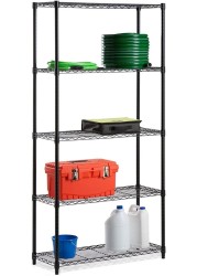 Double Layer 5-Tier Wire Metal Storage Rack Black 158x60x35 cms