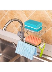 Stainless Steel Kitchen Faucet Sponge Holder, Soap Tray, Bathroom or Kitchen Organizer