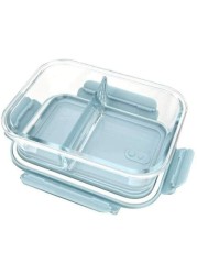 Aiwanto Glass Storage Box 2 Compartment Glass Lunch Box Tiffin Box Kitchen Storage Box Vegetable Refrigerator Storage Box Mi Leak-proof Lunch Container Microwavable 1000ML Capacity