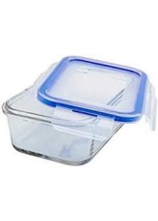 Mondex CMN0094 Rectangular Glass Food Container 350 Ml With Blue Lid