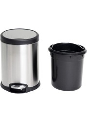 Orchid Stainless Steel Trash Bins, Recycle Bins, Round Step Waste Bin with Soft Close Lid, Durable Cantilever Foot Pedal Mechanism Steel Step Trash Can Wastebasket, Garbage Container Bin (5 Liter)