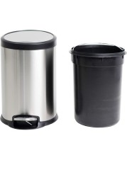 Orchid Stainless Steel Trash Bins, Recycle Bins, Round Step Waste Bin with Soft Close Lid, Durable Cantilever Foot Pedal Mechanism Steel Step Trash Can Wastebasket, Garbage Container Bin (20 Liter)